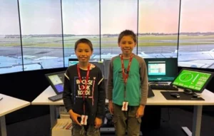 Two young boys in sim